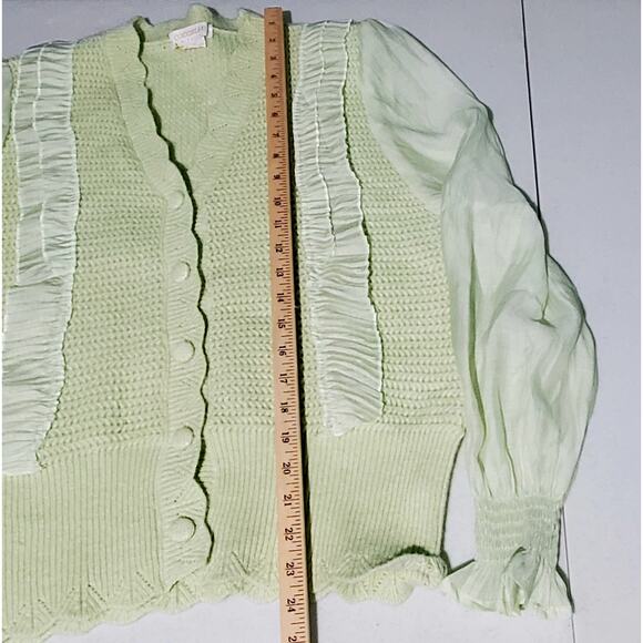 CocoBleu Womens V-Neck Ruffled Sweater Size Large Feminine Vintage Vibe Boho - Picture 4 of 5